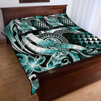 Aloha Turquoise Tribal Honu Tattoo Quilt Bed Set LT9 - Polynesian Pride