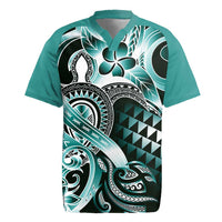 Aloha Turquoise Tribal Honu Tattoo Rugby Jersey LT9 Turquoise - Polynesian Pride
