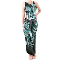 Aloha Turquoise Tribal Honu Tattoo Tank Maxi Dress