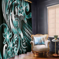 Aloha Turquoise Tribal Honu Tattoo Window Curtain LT9 - Polynesian Pride