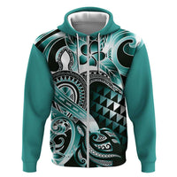 Aloha Turquoise Tribal Honu Tattoo Zip Hoodie