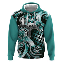 Aloha Turquoise Tribal Honu Tattoo Zip Hoodie