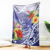 Personalised Chuuk States Humpback Whale Blanket Polynesian Tropical Flowers LT9 - Polynesian Pride