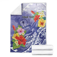 Personalised Chuuk States Humpback Whale Blanket Polynesian Tropical Flowers LT9 - Polynesian Pride
