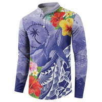 Personalised Chuuk States Humpback Whale Button Sweatshirt Polynesian Tropical Flowers LT9 - Polynesian Pride