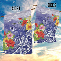 Personalised Chuuk States Humpback Whale Garden Flag Polynesian Tropical Flowers