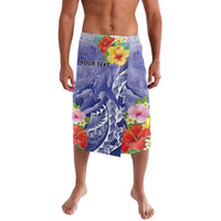 Personalised Chuuk States Humpback Whale Lavalava Polynesian Tropical Flowers LT9 Blue - Polynesian Pride