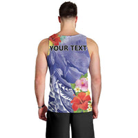 Personalised Chuuk States Humpback Whale Men Tank Top Polynesian Tropical Flowers