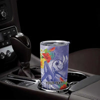 Personalised Chuuk States Humpback Whale Tumbler Cup Polynesian Tropical Flowers