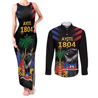 Haiti Independence Day Couples Matching Tank Maxi Dress and Long Sleeve Button Shirt The First Black Republic Since 1804 LT9 Blakc - Polynesian Pride