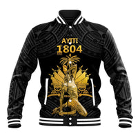 Haitian Negre Marron 1804 Baseball Jacket Black Polynesian Pattern LT9 Unisex Black - Polynesian Pride