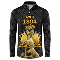 Haitian Negre Marron 1804 Button Sweatshirt Black Polynesian Pattern LT9 Black - Polynesian Pride