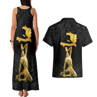 Haitian Negre Marron 1804 Couples Matching Tank Maxi Dress and Hawaiian Shirt Black Polynesian Pattern LT9 - Polynesian Pride