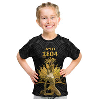 Haitian Negre Marron 1804 Kid T Shirt Black Polynesian Pattern
