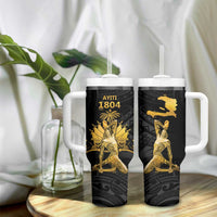 Haitian Negre Marron 1804 Tumbler With Handle Black Polynesian Pattern LT9 - Polynesian Pride