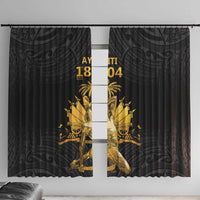 Haitian Negre Marron 1804 Window Curtain Black Polynesian Pattern LT9 With Hooks Black - Polynesian Pride