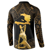 Haitian Negre Marron 1804 Button Sweatshirt Gold Polynesian Pattern LT9 - Polynesian Pride