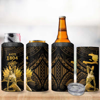 Haitian Negre Marron 1804 4 in 1 Can Cooler Tumbler Gold Polynesian Pattern LT9 - Polynesian Pride