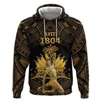 Haitian Negre Marron 1804 Hoodie Gold Polynesian Pattern