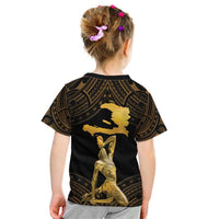 Haitian Negre Marron 1804 Kid T Shirt Gold Polynesian Pattern