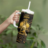 Haitian Negre Marron 1804 Tumbler With Handle Gold Polynesian Pattern LT9 - Polynesian Pride