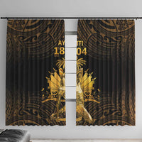 Haitian Negre Marron 1804 Window Curtain Gold Polynesian Pattern LT9 With Hooks Gold - Polynesian Pride