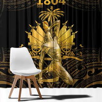 Haitian Negre Marron 1804 Window Curtain Gold Polynesian Pattern LT9 - Polynesian Pride