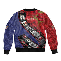 Personalised ANZAC Spirit 1915-2026 Filmstrip Tribute Bomber Jacket Lest We Forget 25 April LT9 - Polynesian Pride