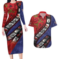 Personalised ANZAC Spirit 1915-2026 Filmstrip Tribute Couples Matching Long Sleeve Bodycon Dress and Hawaiian Shirt Lest We Forget 25 April