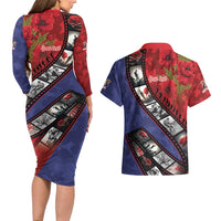Personalised ANZAC Spirit 1915-2026 Filmstrip Tribute Couples Matching Long Sleeve Bodycon Dress and Hawaiian Shirt Lest We Forget 25 April