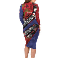 Personalised ANZAC Spirit 1915-2026 Filmstrip Tribute Long Sleeve Bodycon Dress Lest We Forget 25 April