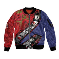 Personalised ANZAC Spirit 1915-2026 Filmstrip Tribute Sleeve Zip Bomber Jacket Lest We Forget 25 April LT9 Unisex Red - Polynesian Pride
