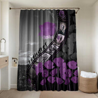 Personalised Remembering ANZAC Lest We Forget Bathroom Set Vintage Film Frame Memorial Purple Poppy LT9 Shower Curtain Only Purple - Polynesian Pride