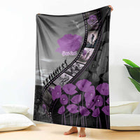 Personalised Remembering ANZAC Lest We Forget Blanket Vintage Film Frame Memorial Purple Poppy LT9 - Polynesian Pride