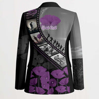 Personalised Remembering ANZAC Lest We Forget Blazer Vintage Film Frame Memorial Purple Poppy LT9 - Polynesian Pride