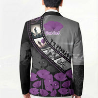 Personalised Remembering ANZAC Lest We Forget Blazer Vintage Film Frame Memorial Purple Poppy LT9 - Polynesian Pride