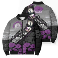 Personalised Remembering ANZAC Lest We Forget Bomber Puffer Jacket Vintage Film Frame Memorial Purple Poppy LT9 - Polynesian Pride