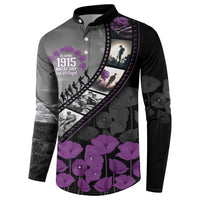 Personalised Remembering ANZAC Lest We Forget Button Sweatshirt Vintage Film Frame Memorial Purple Poppy LT9 - Polynesian Pride