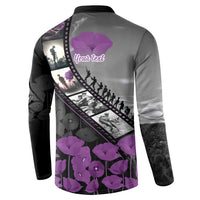 Personalised Remembering ANZAC Lest We Forget Button Sweatshirt Vintage Film Frame Memorial Purple Poppy LT9 - Polynesian Pride