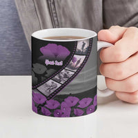 Personalised Remembering ANZAC Lest We Forget Ceramic Mug Vintage Film Frame Memorial Purple Poppy LT9 - Polynesian Pride
