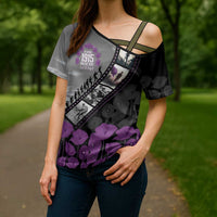 Personalised Remembering ANZAC Lest We Forget Cross Shoulder Shirt Vintage Film Frame Memorial Purple Poppy LT9 - Polynesian Pride