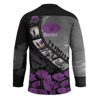 Personalised Remembering ANZAC Lest We Forget Hockey Jersey Vintage Film Frame Memorial Purple Poppy LT9 - Polynesian Pride