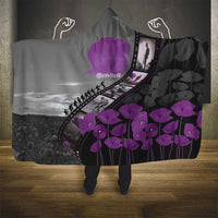 Personalised Remembering ANZAC Lest We Forget Hooded Blanket Vintage Film Frame Memorial Purple Poppy LT9 - Polynesian Pride