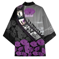 Personalised Remembering ANZAC Lest We Forget Kimono Vintage Film Frame Memorial Purple Poppy LT9 - Polynesian Pride