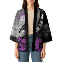 Personalised Remembering ANZAC Lest We Forget Kimono Vintage Film Frame Memorial Purple Poppy LT9 - Polynesian Pride