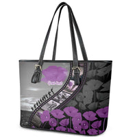 Personalised Remembering ANZAC Lest We Forget Leather Tote Bag Vintage Film Frame Memorial Purple Poppy LT9 - Polynesian Pride