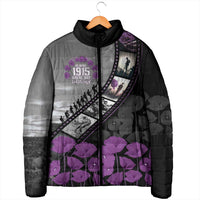 Personalised Remembering ANZAC Lest We Forget Padded Jacket Vintage Film Frame Memorial Purple Poppy LT9 - Polynesian Pride