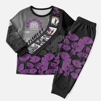 Personalised Remembering ANZAC Lest We Forget Pajama Set Vintage Film Frame Memorial Purple Poppy LT9 Men Purple - Polynesian Pride