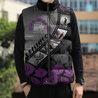 Personalised Remembering ANZAC Lest We Forget Sleeveless Puffer Jacket Vintage Film Frame Memorial Purple Poppy LT9 - Polynesian Pride
