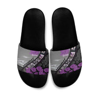 Personalised Remembering ANZAC Lest We Forget Slide Sandals Vintage Film Frame Memorial Purple Poppy LT9 Purple - Polynesian Pride